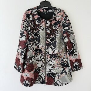 Bryn Walker Full Zip Jacket Size‎ M Lagenlook Oversized Floral Eclectic Artsy